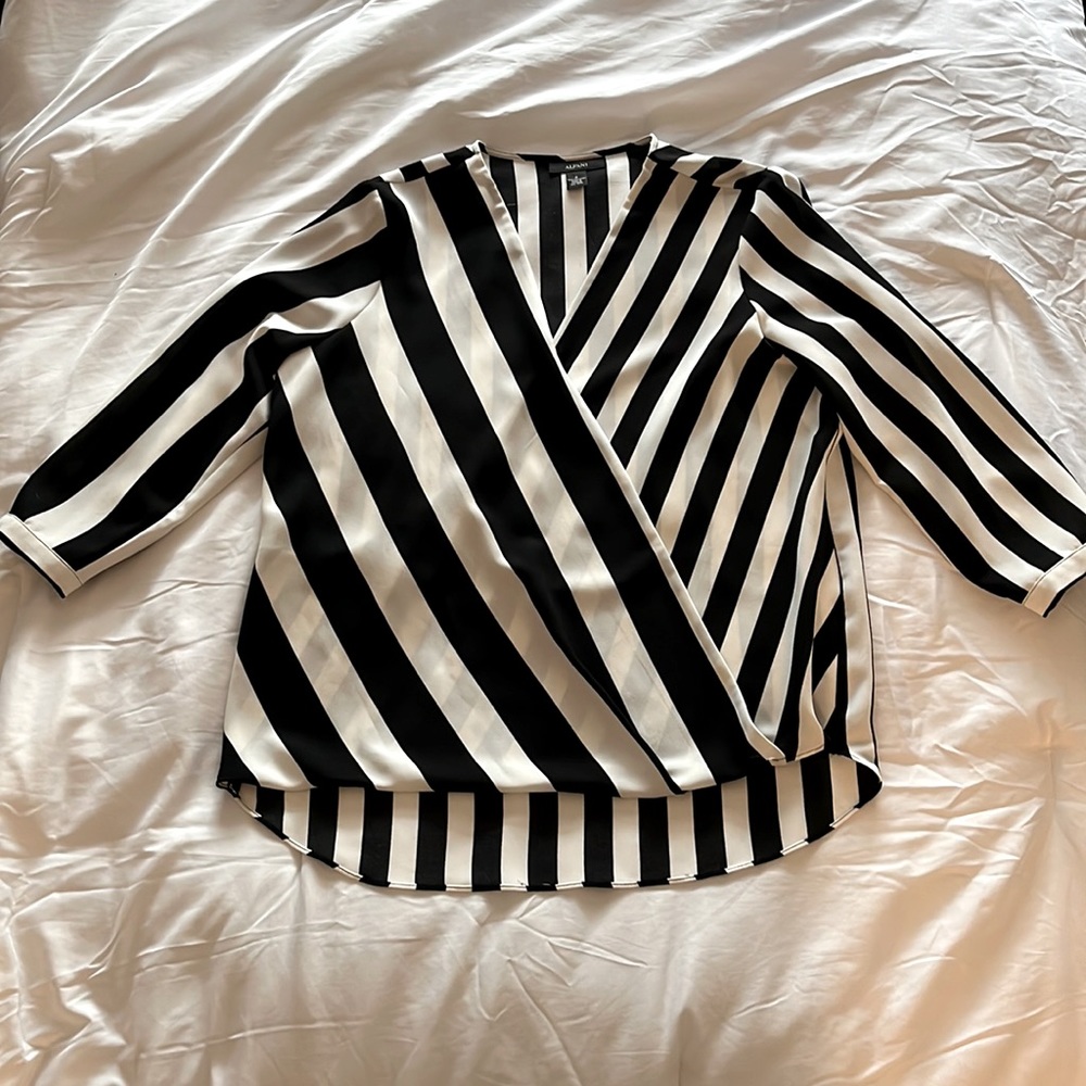 Black and white chiffon blouse
